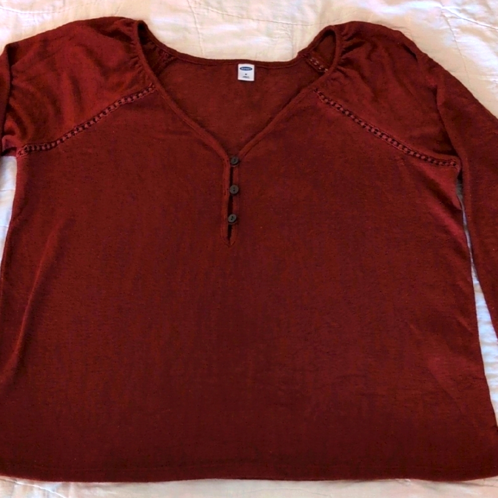 "Old Navy" Rust/Terracotta 3/4 Sleeve Top Size M